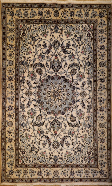 R6659 Persian Silk and Wool Nain Carpet