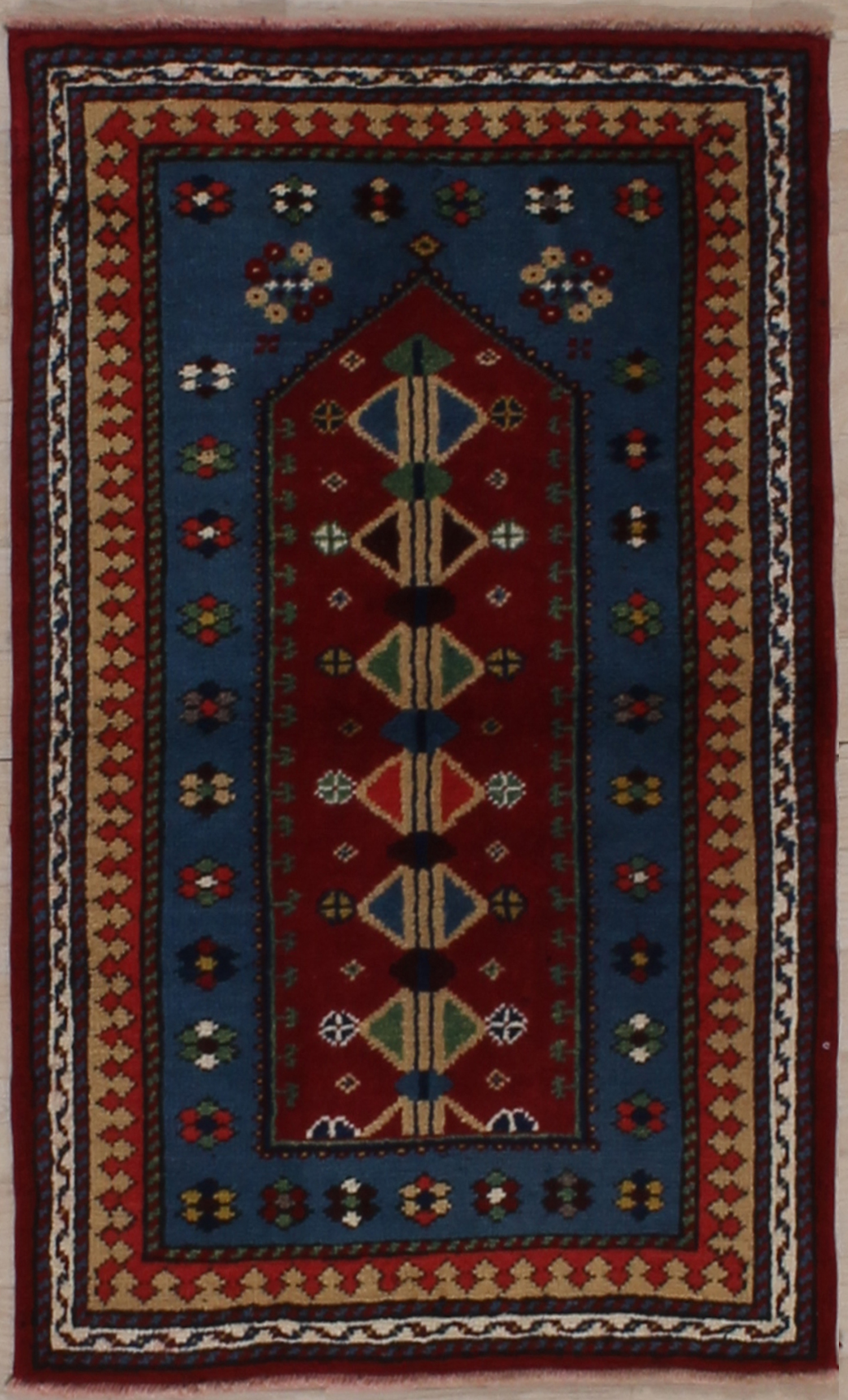 Handmade Vintage Anatolian Turkish Rug 1x3, Oriental Wool store Carpet